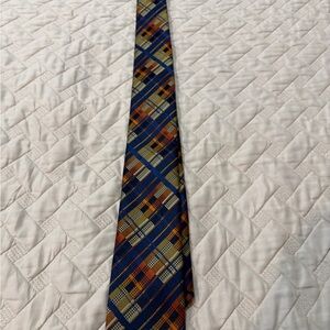 Stacy Adams Blue and Orange Plaid Tie